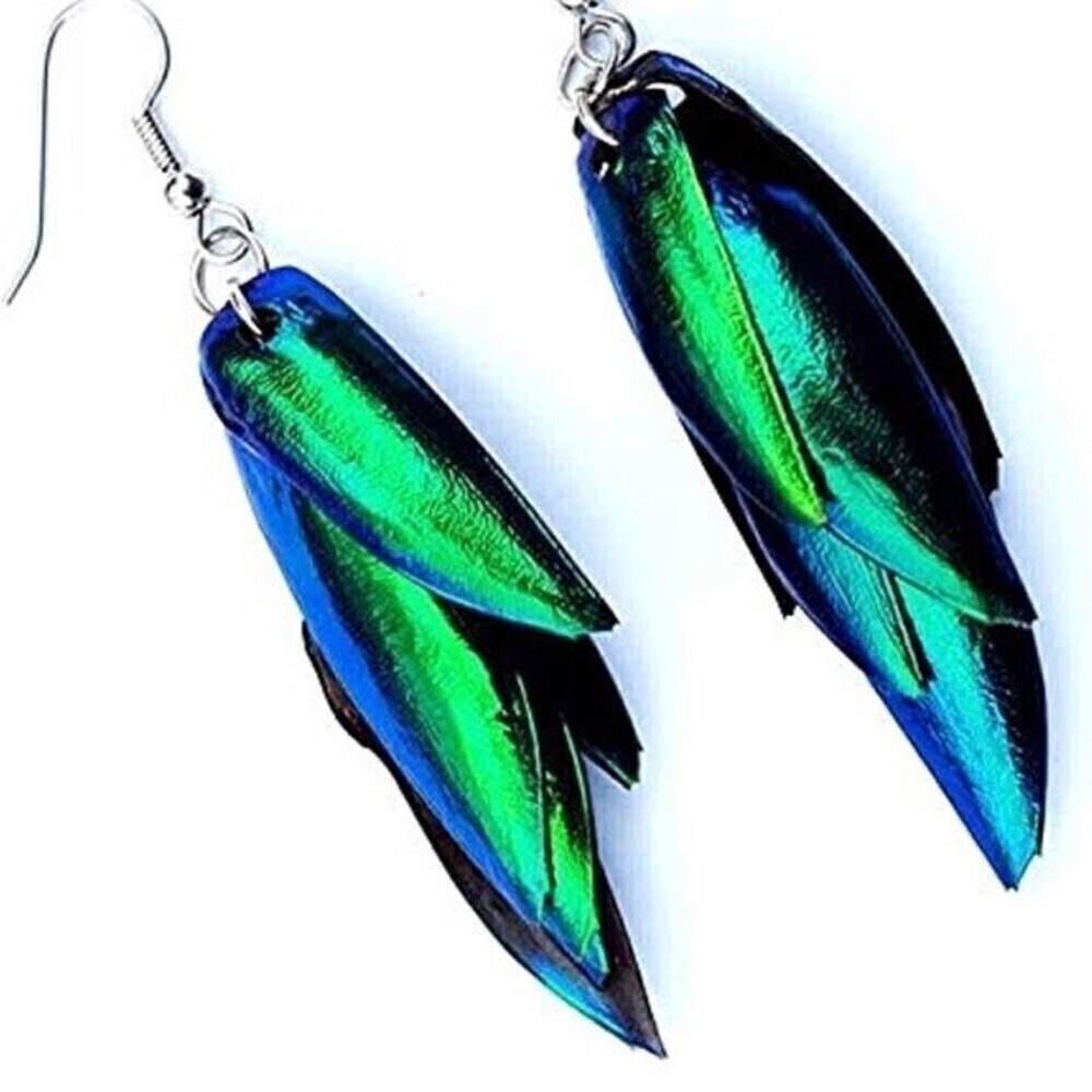 Jewel beetle wings drilled for jewelry making - Picture 4 of 8